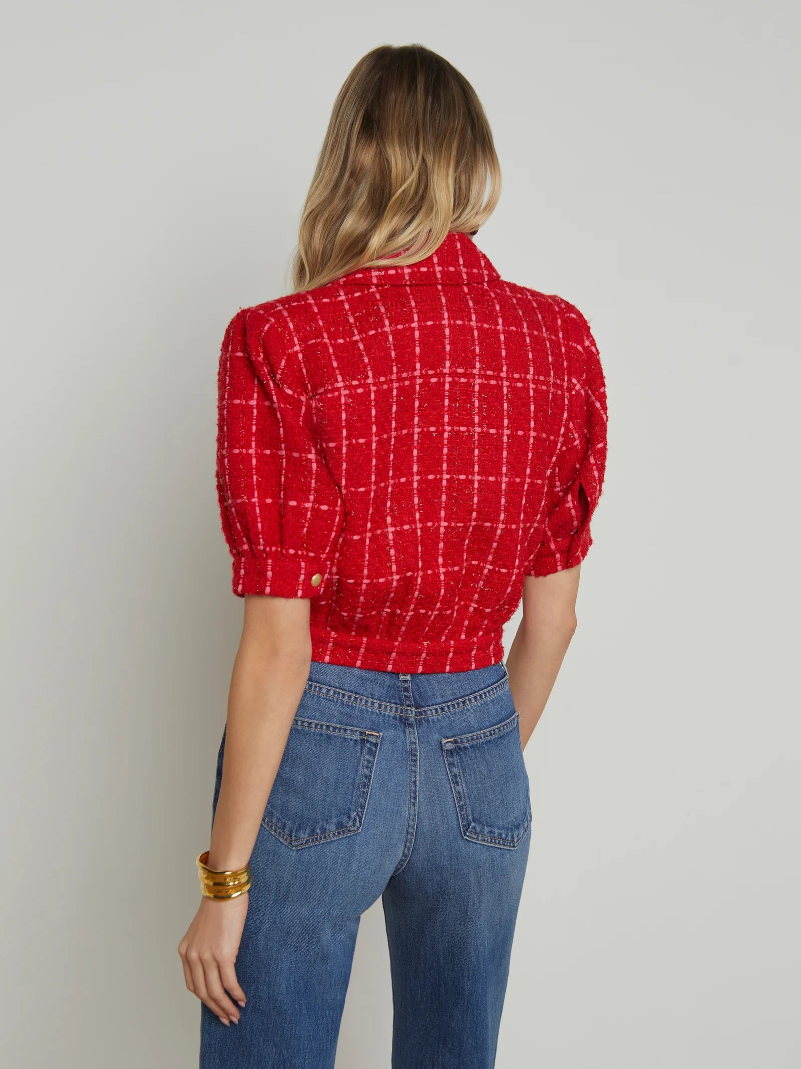 La1687 Red Tweed Cropped Jacket