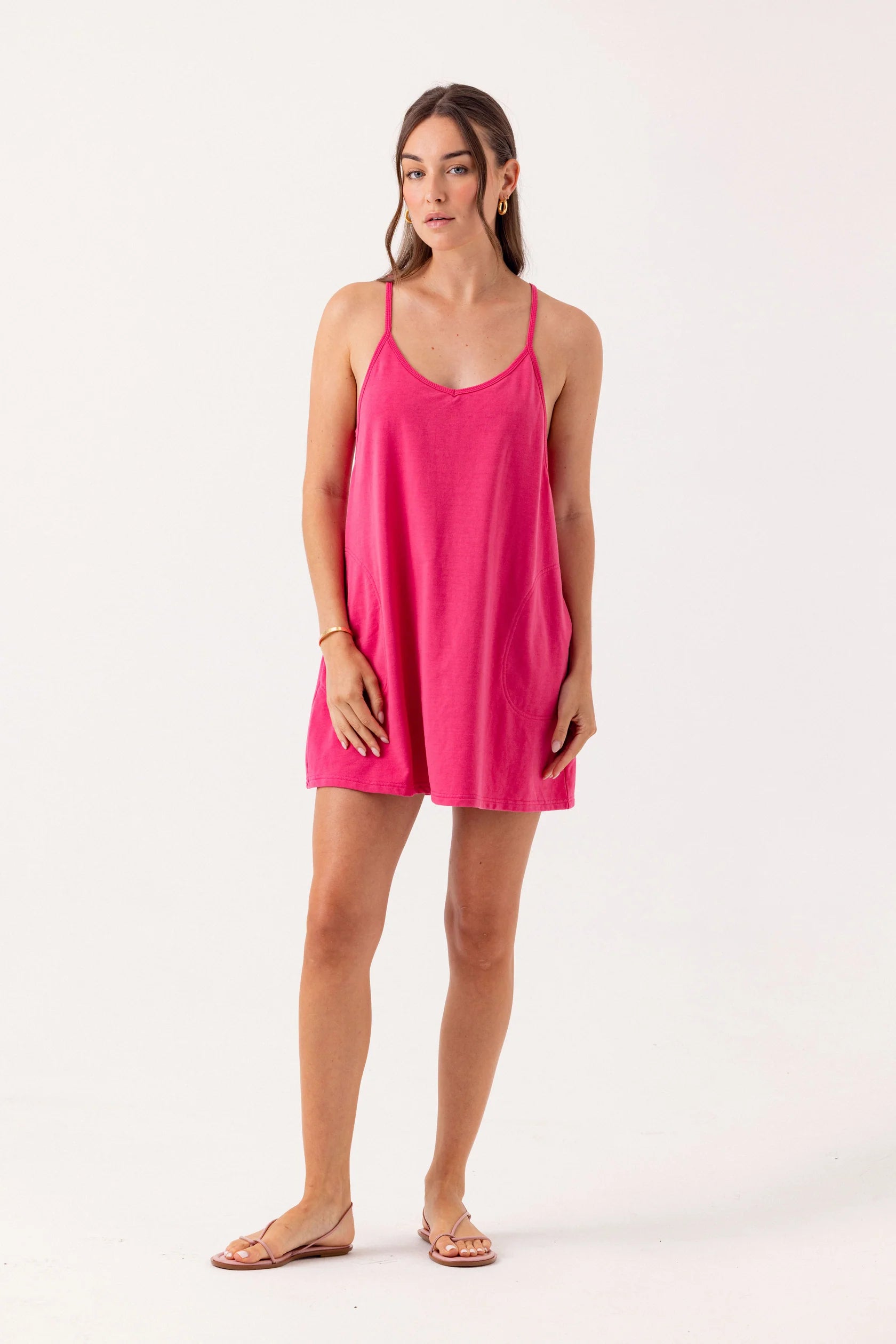 Su048 Pink Romper Dress