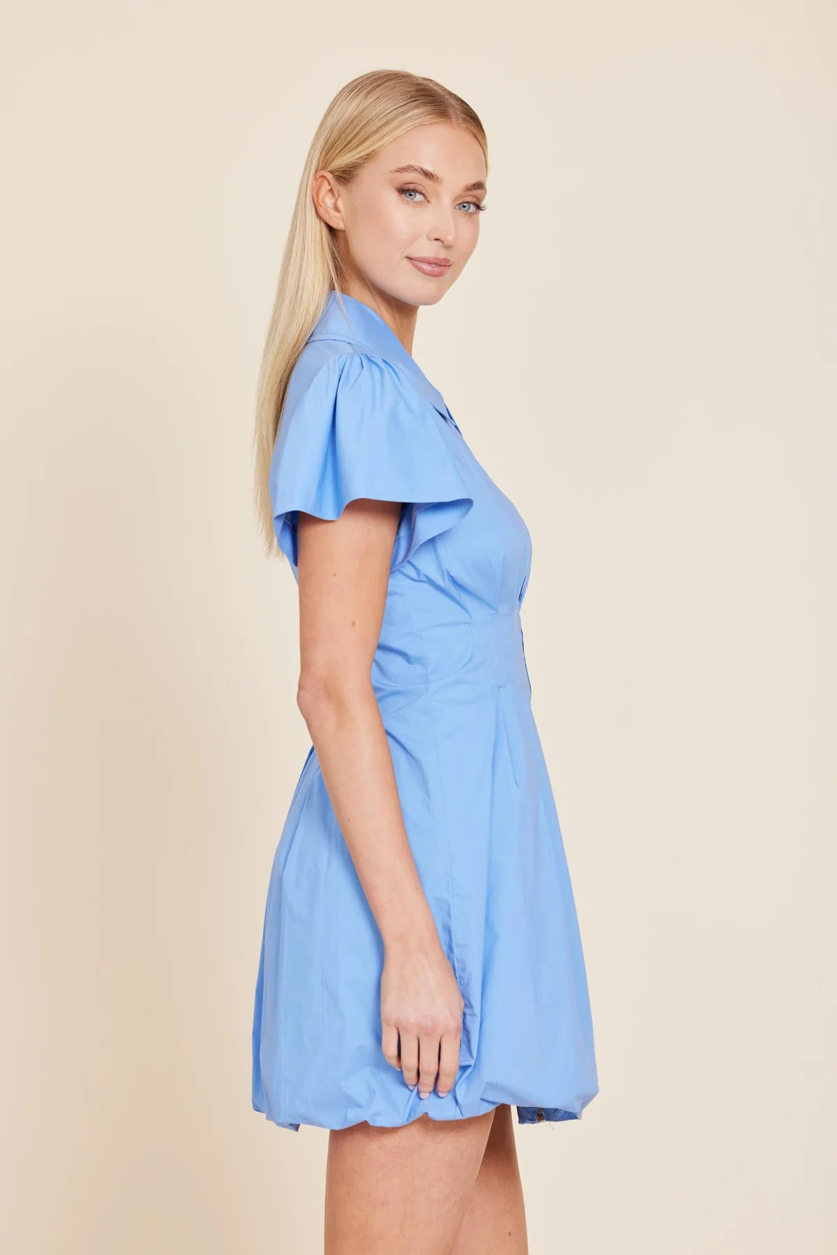 Do172 Blue Poplin Bubble Dress
