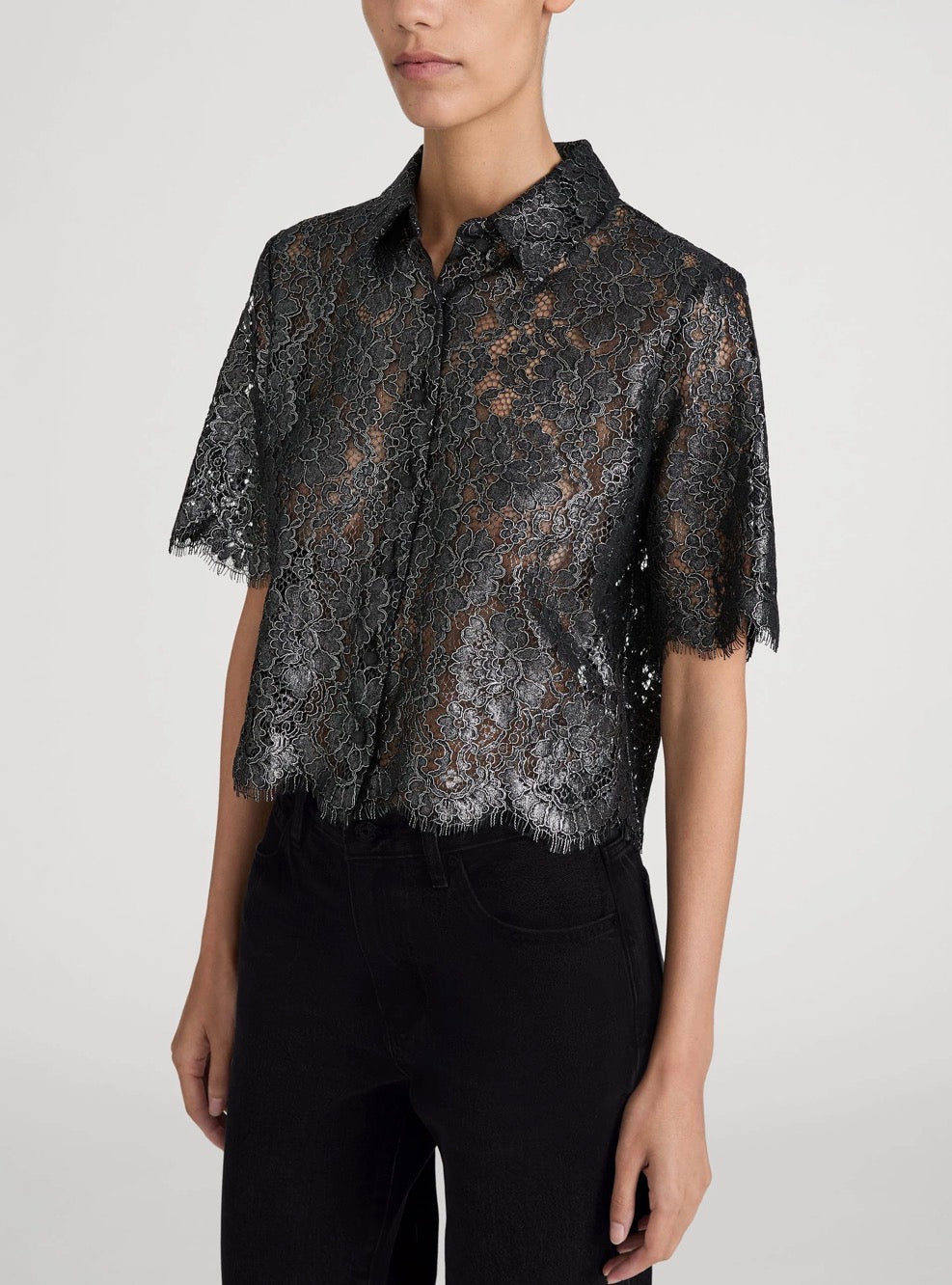 Frsh032 Metallic Lace Blouse