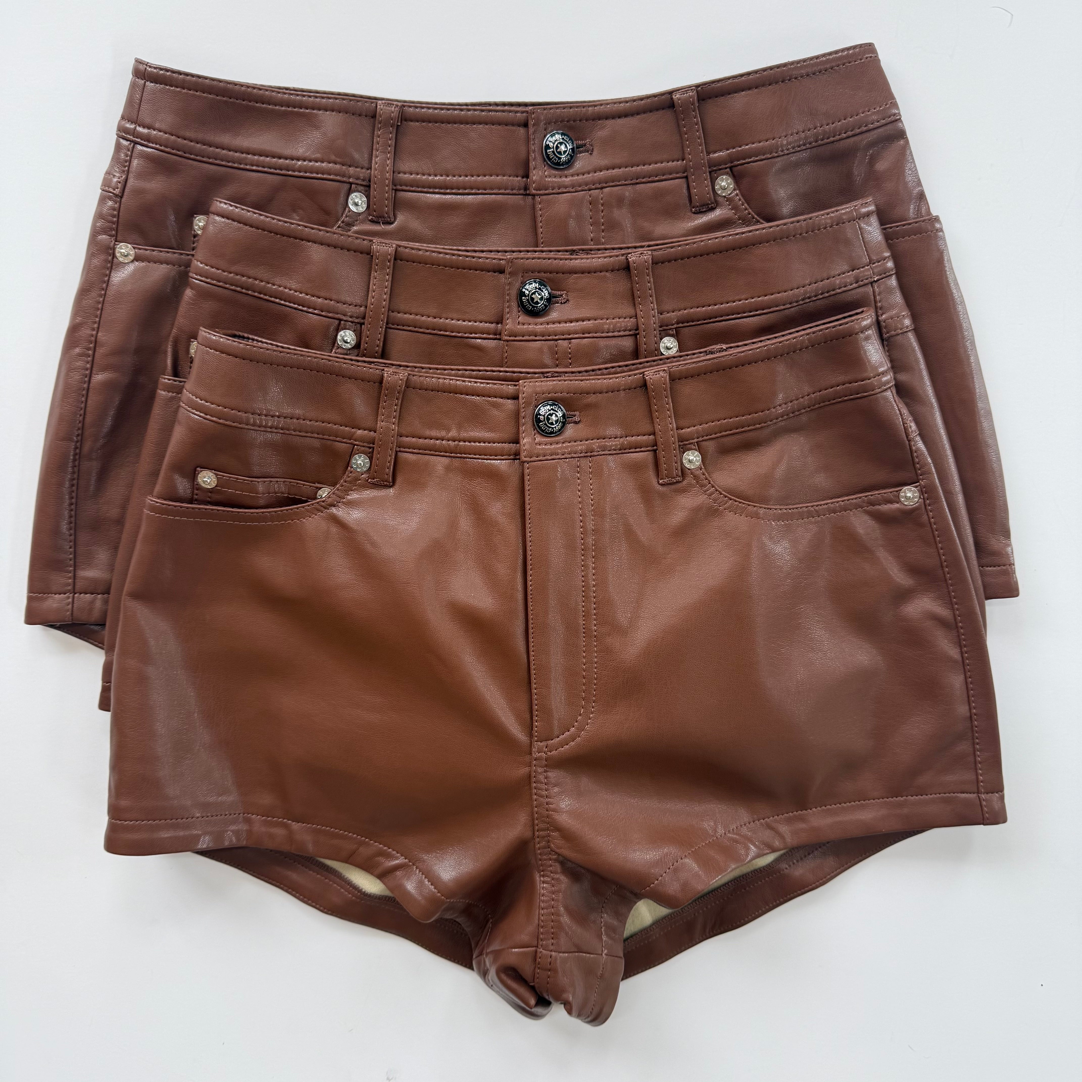 Cizp1351 Faux Leather Short - Brown – August Baton Rouge