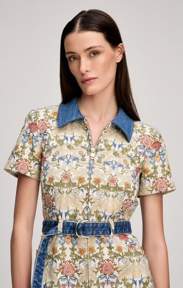 Cizd357 Floral Denim Dress