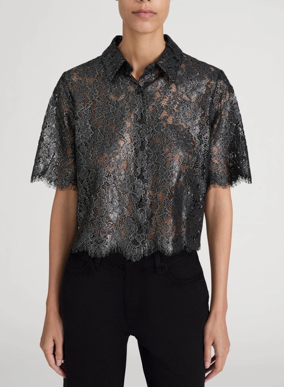 Frsh032 Metallic Lace Blouse