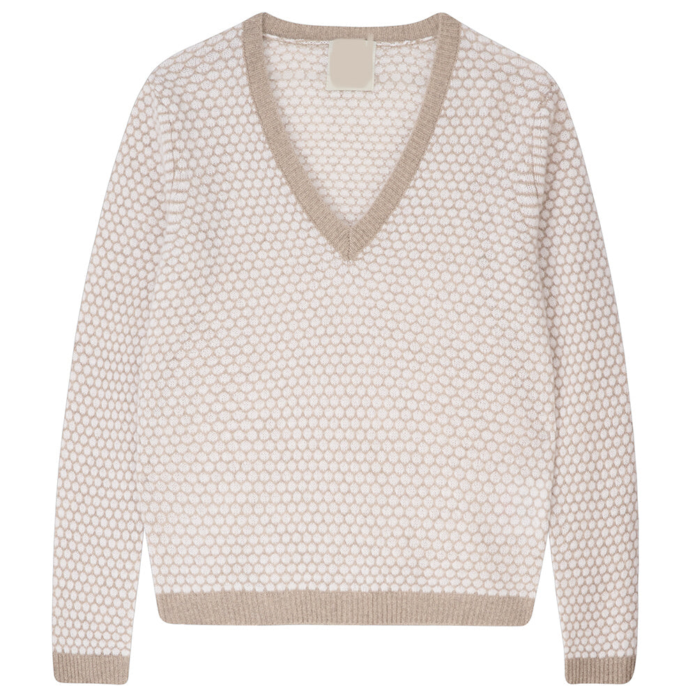 Ju061 Spotted Cream Sweater