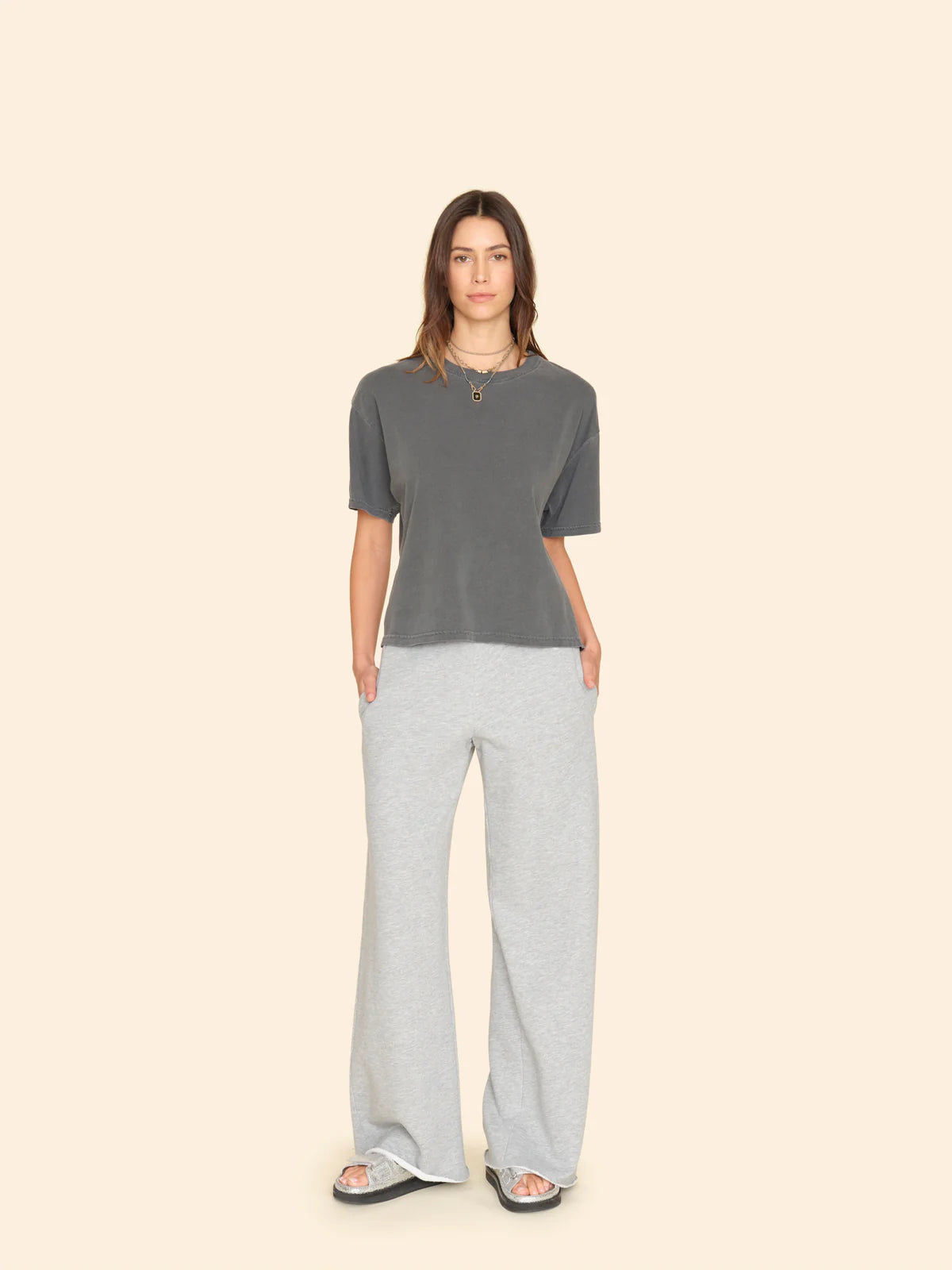 Xix8wfh002 Heather Grey Wide Leg Pant