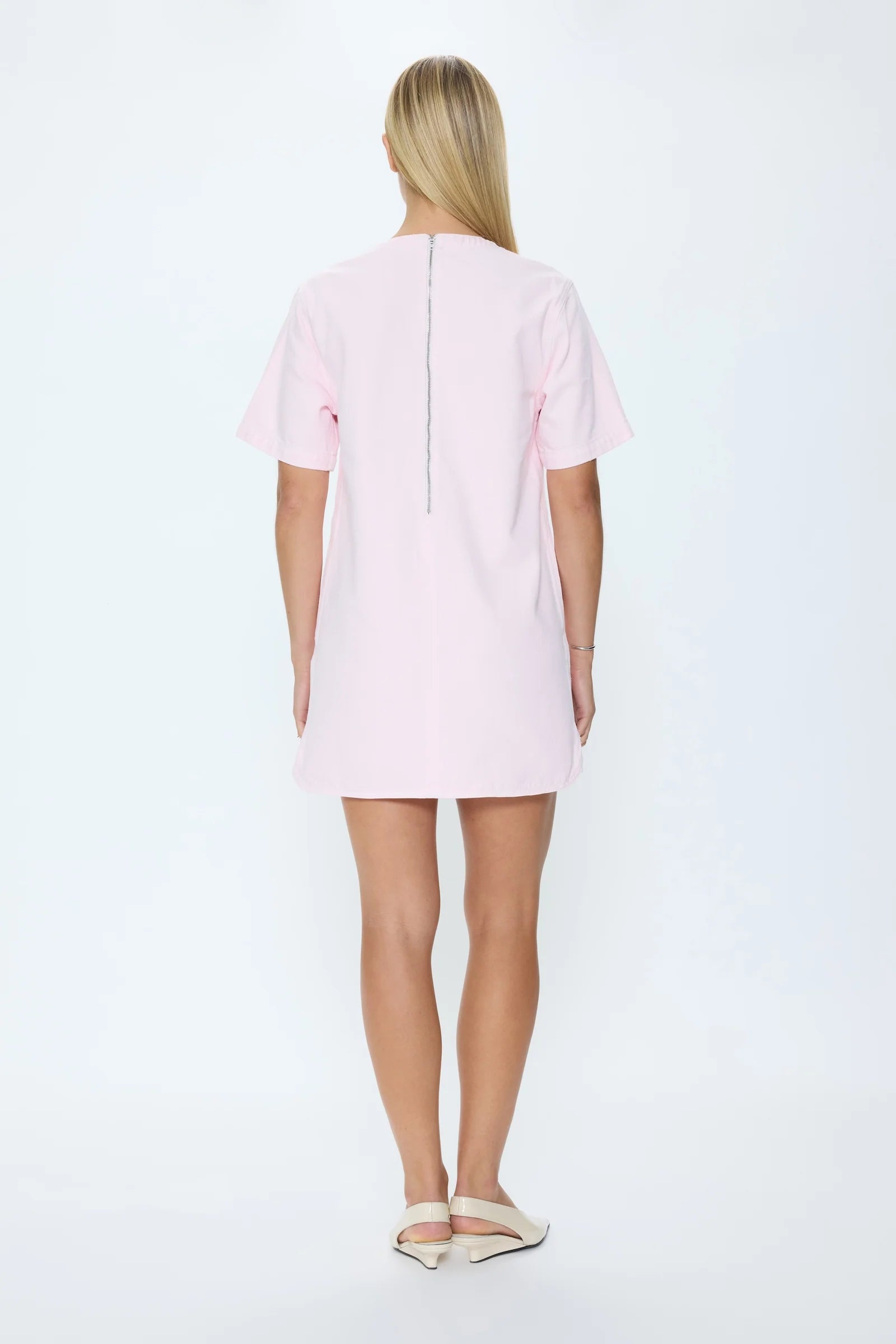 Pip7107 Blush Denim Shift Dress