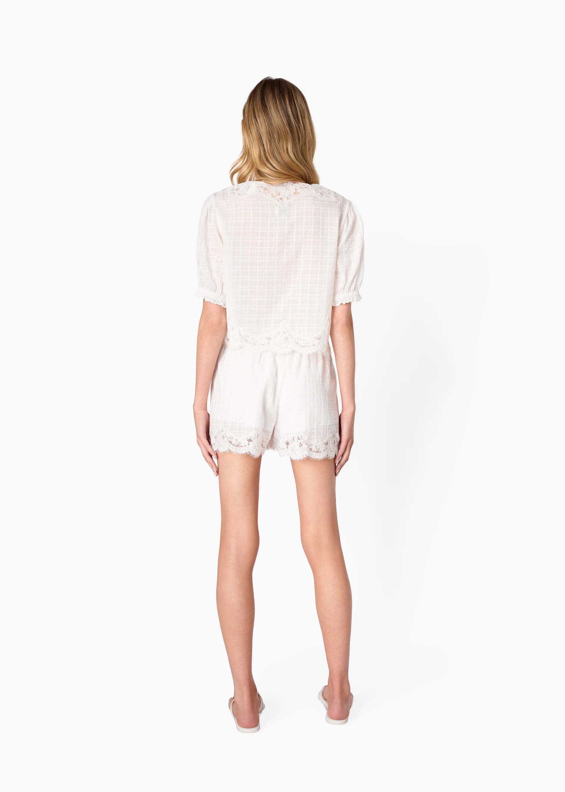 Cas08 White Lace Trim Short