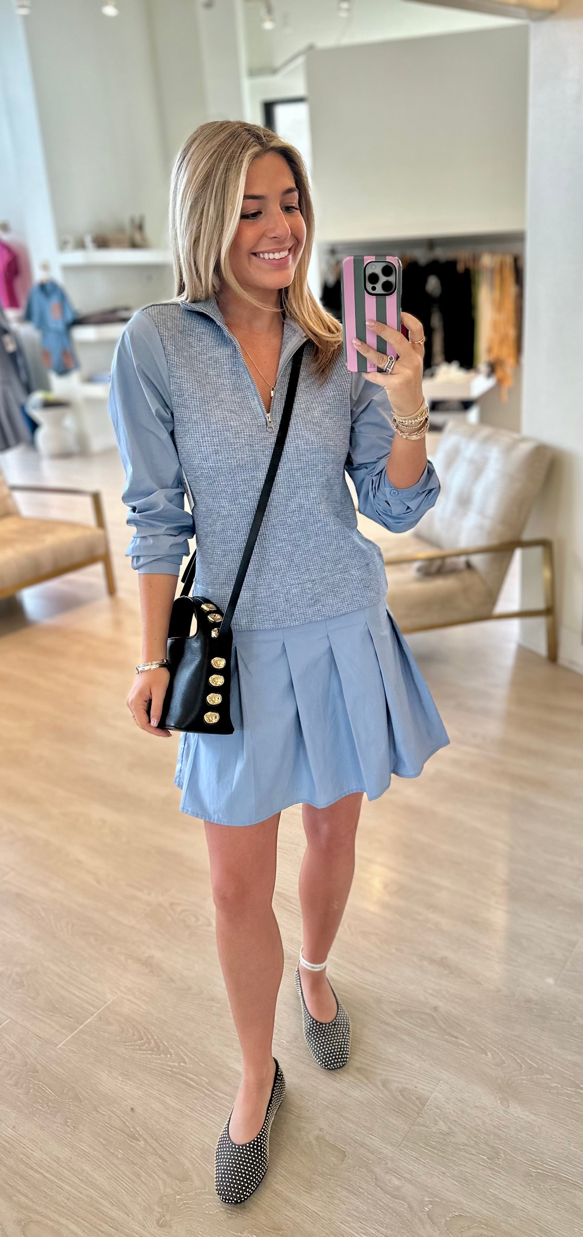 Su018 Blue Sweatshirt Dress