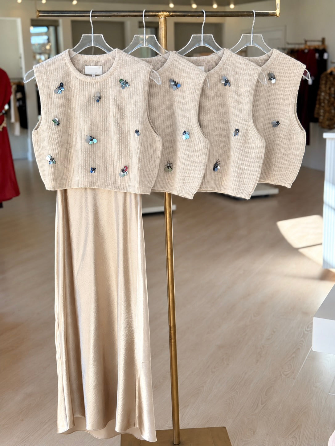 Th3074 Gold Maxi Skirt
