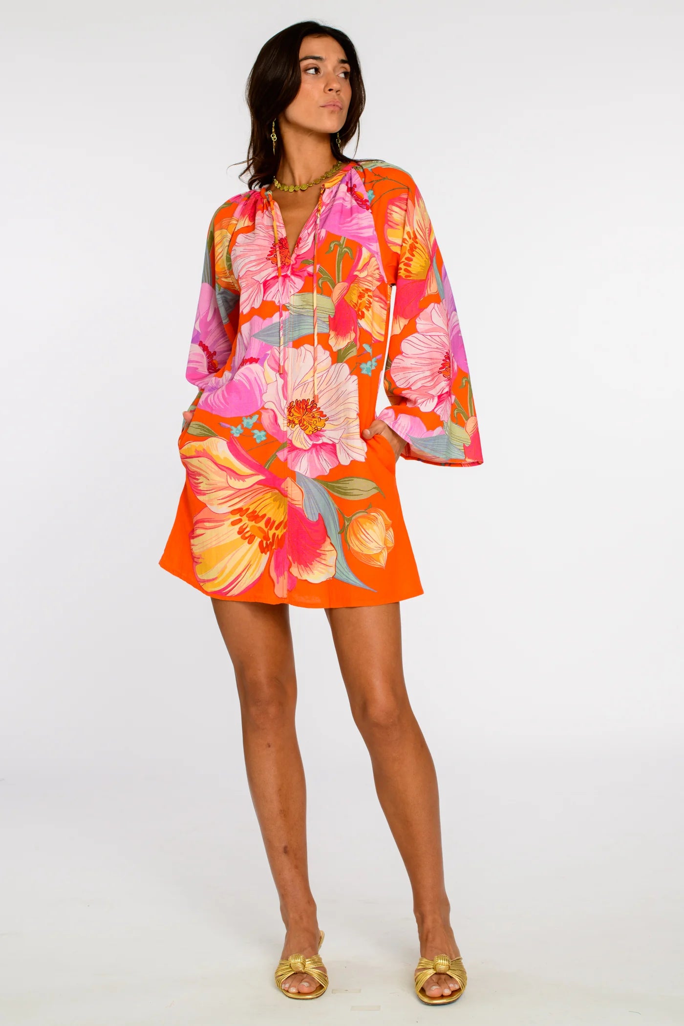 El7313 Sunset Blooms Shift Dress