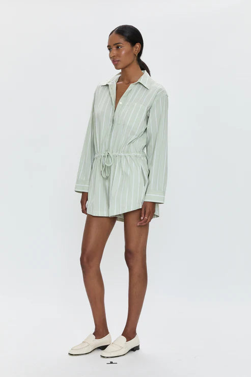 Pi71131 Green Stripe Romper