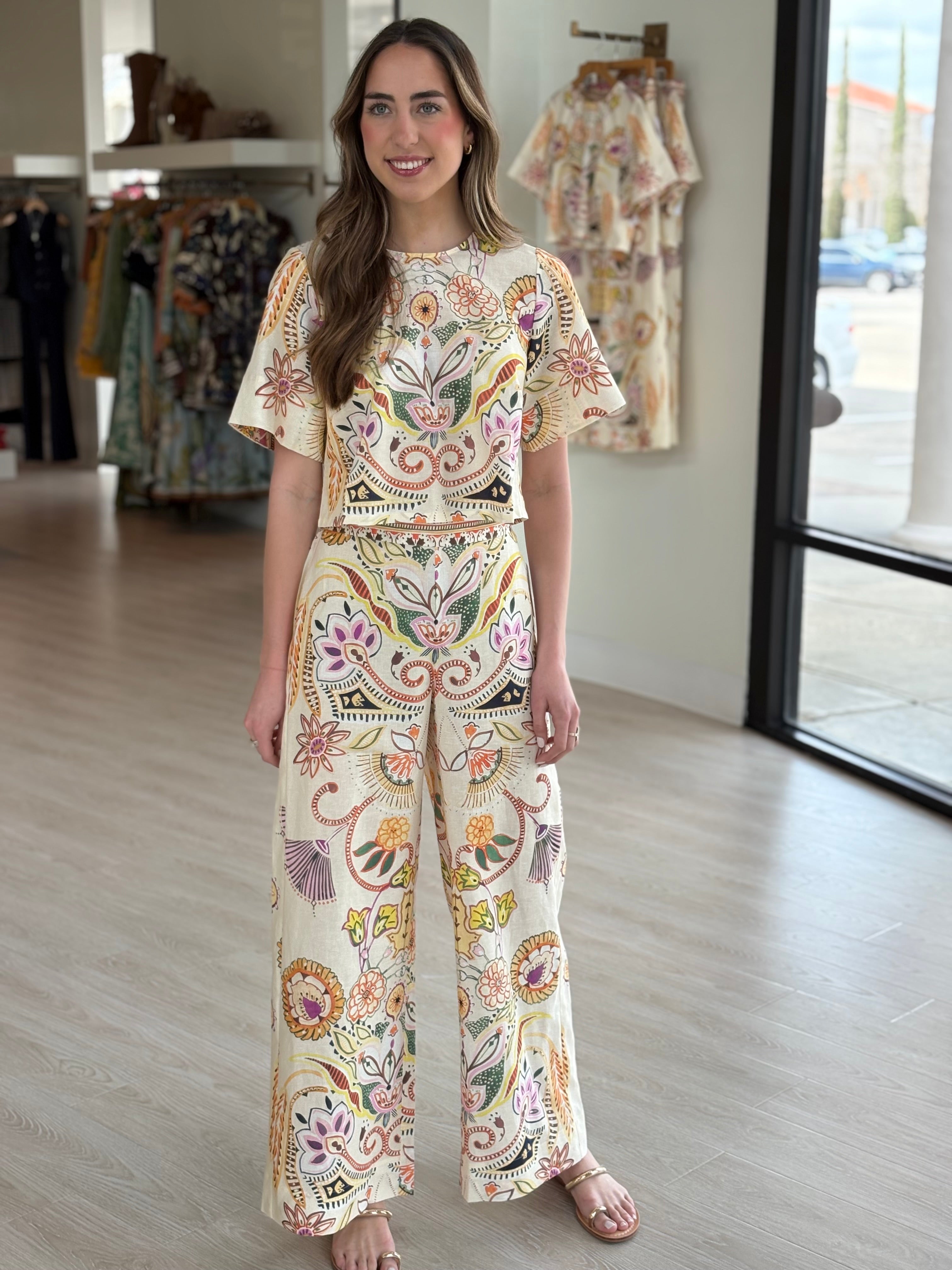 Ma208a Floral Print Wide Leg Pant