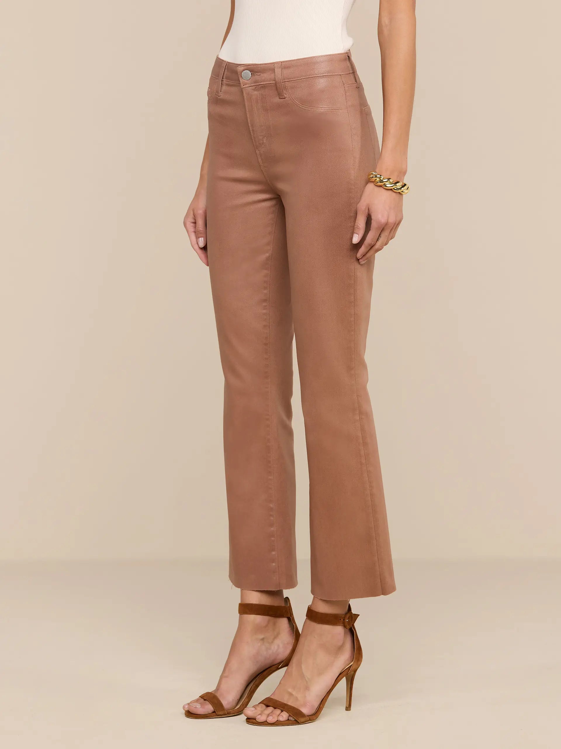 La2714 Kendra Crop Flare - Hazelenut Coated