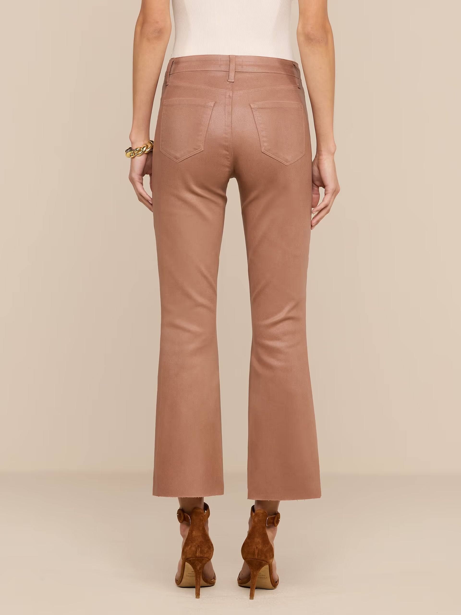 La2714 Kendra Crop Flare - Hazelenut Coated