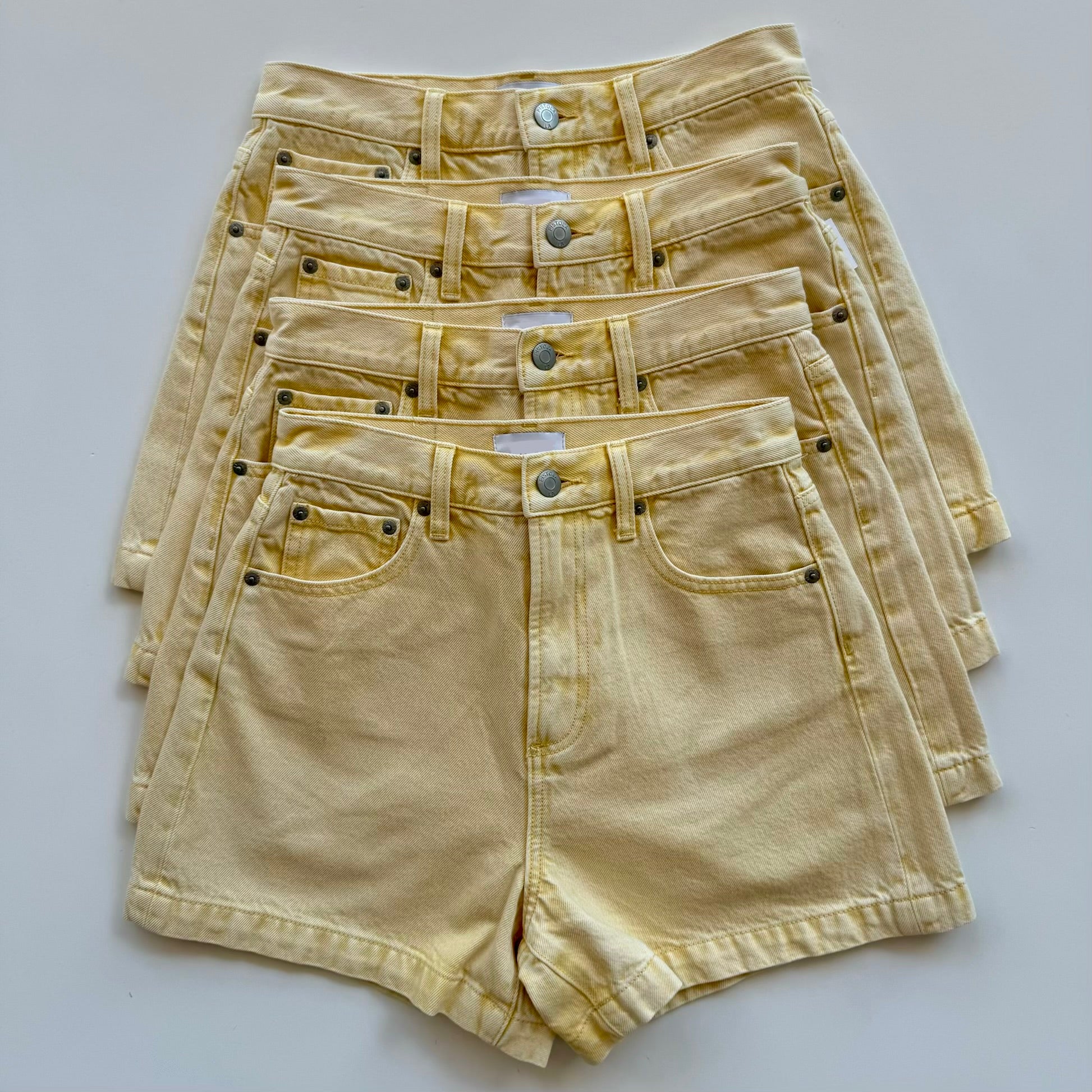 Pi24063 Yellow Denim Shorts