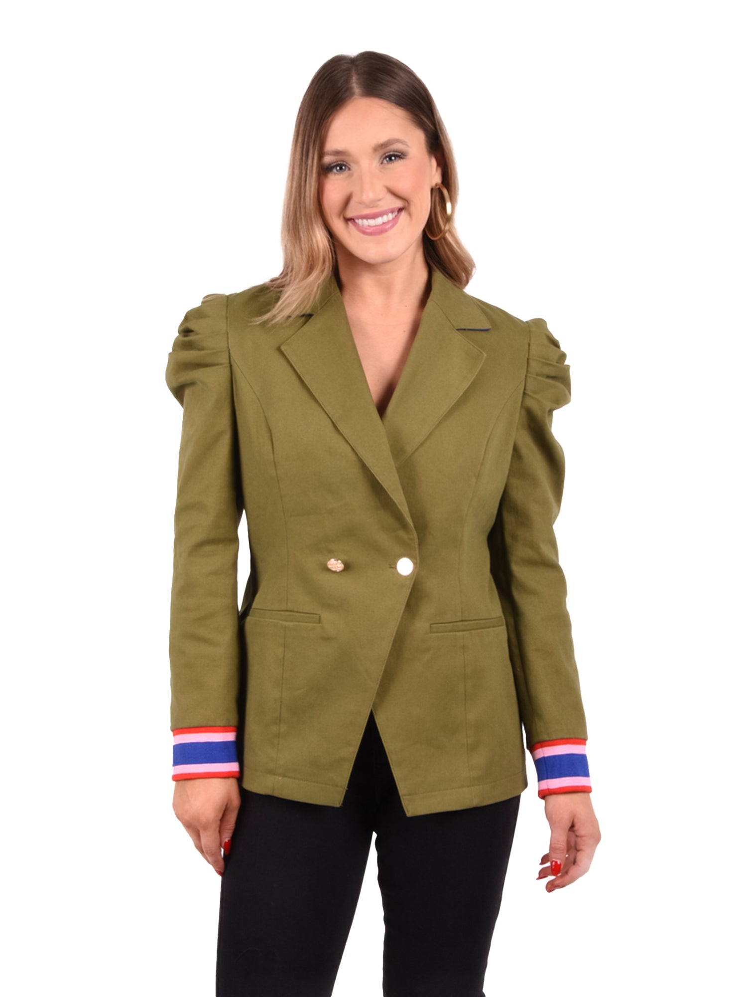 Em24600 Army Green Twill Blazer