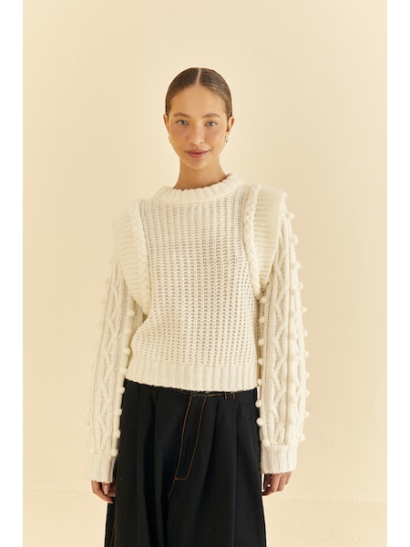 Fa312594 Farm Rio Braided Sweater