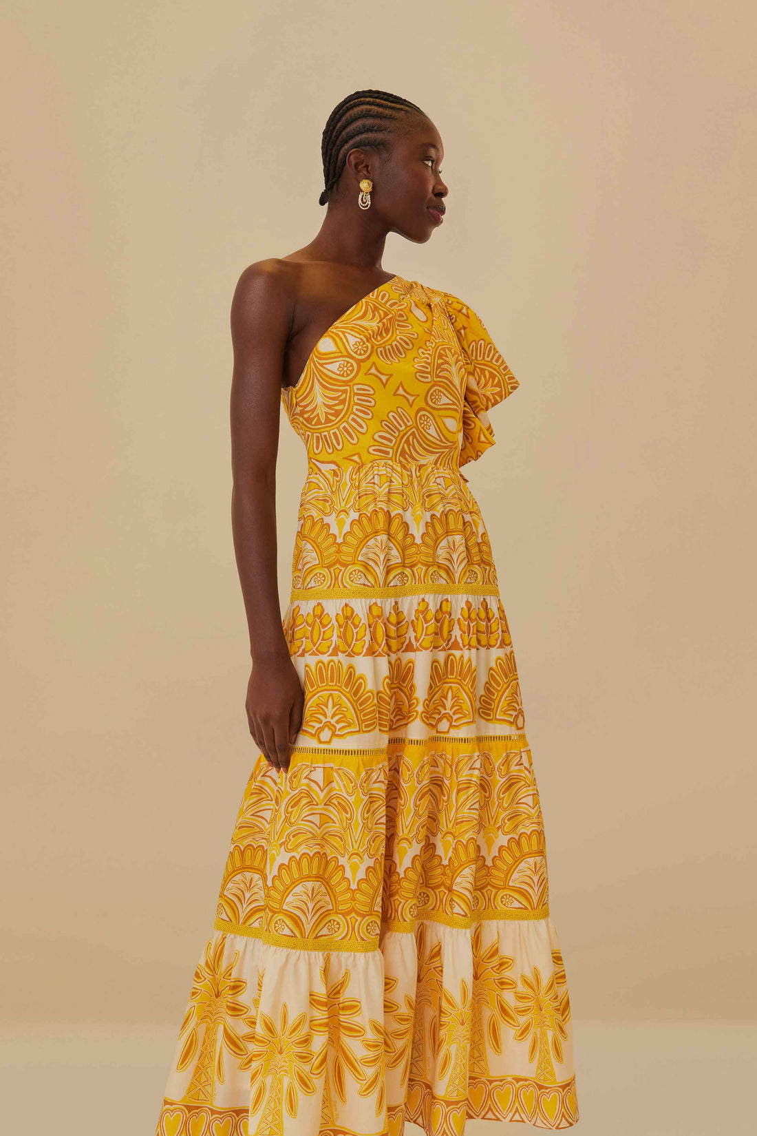 Fa317657 Farm Rio Yellow Tapestry Maxi Dress