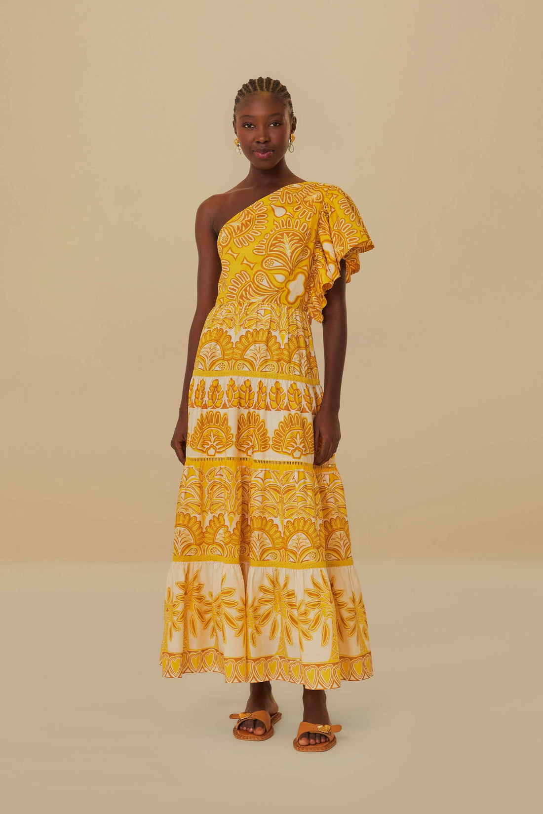 Fa317657 Farm Rio Yellow Tapestry Maxi Dress