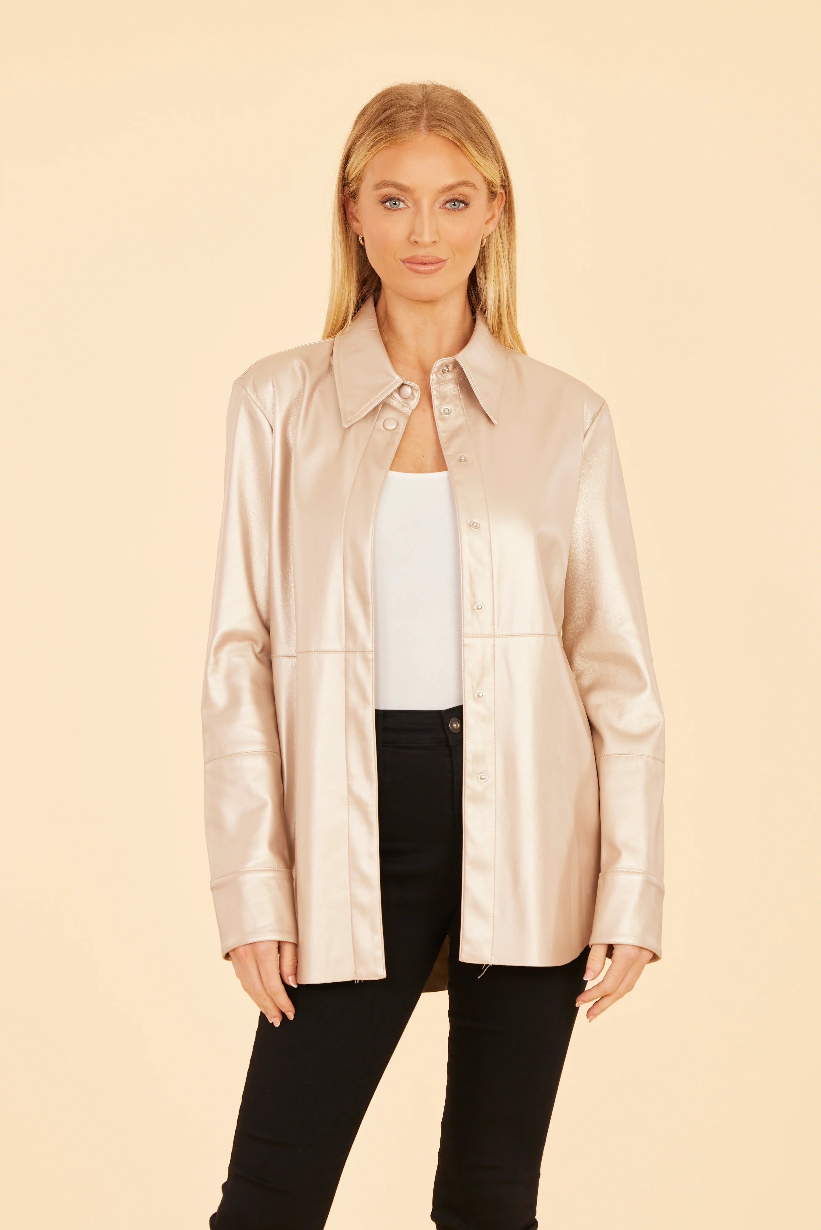 Do75064 Gold Vegan Leather Shirt