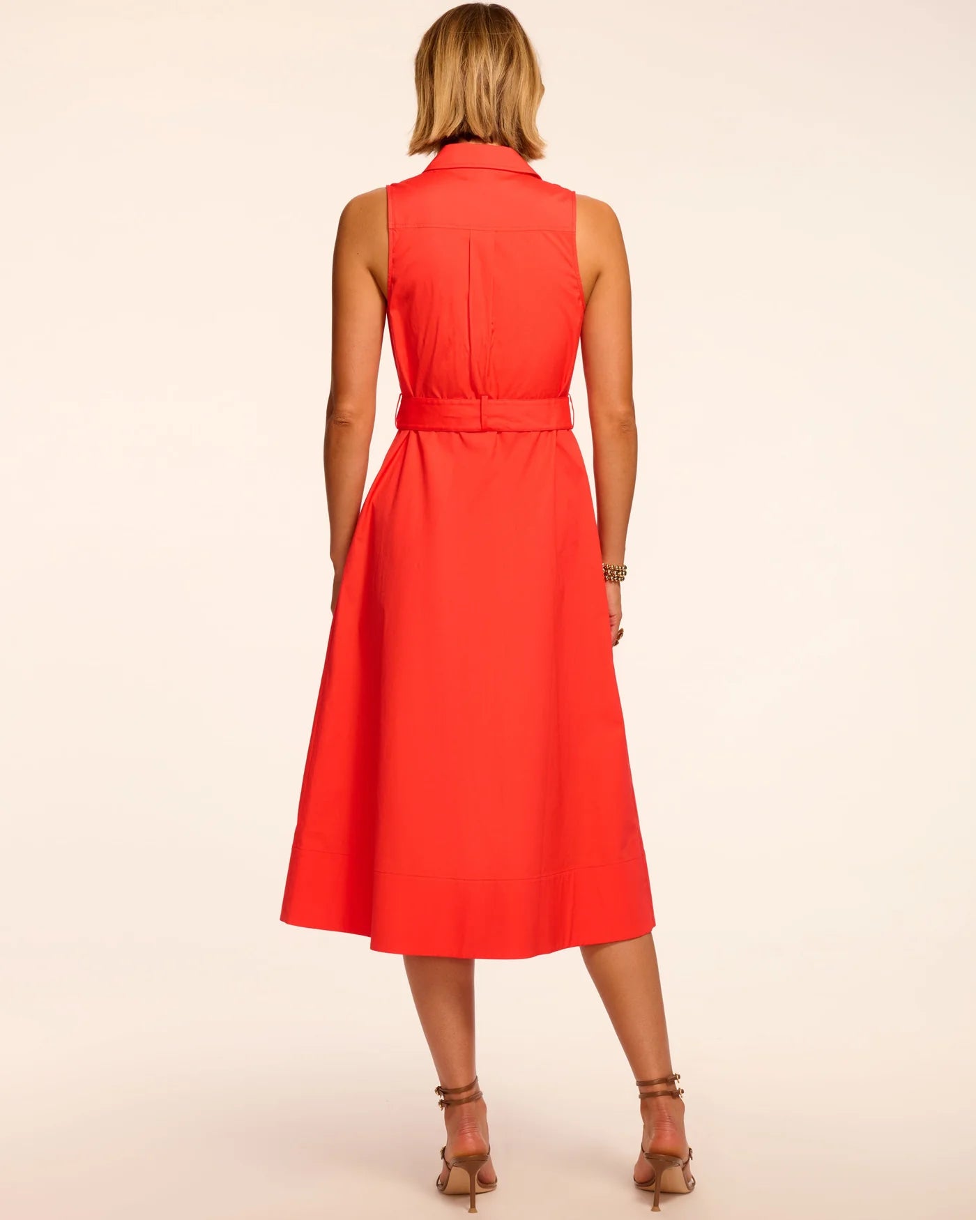 Raa3016 Crimson Poplin Midi Dress