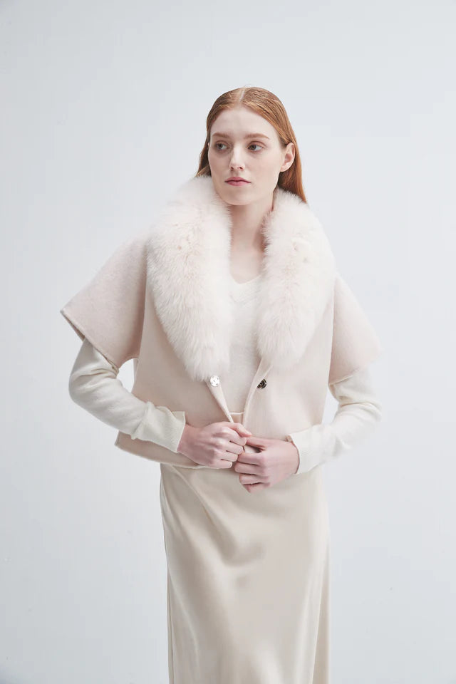 Pi6203 Blush Fur Collar Jacket