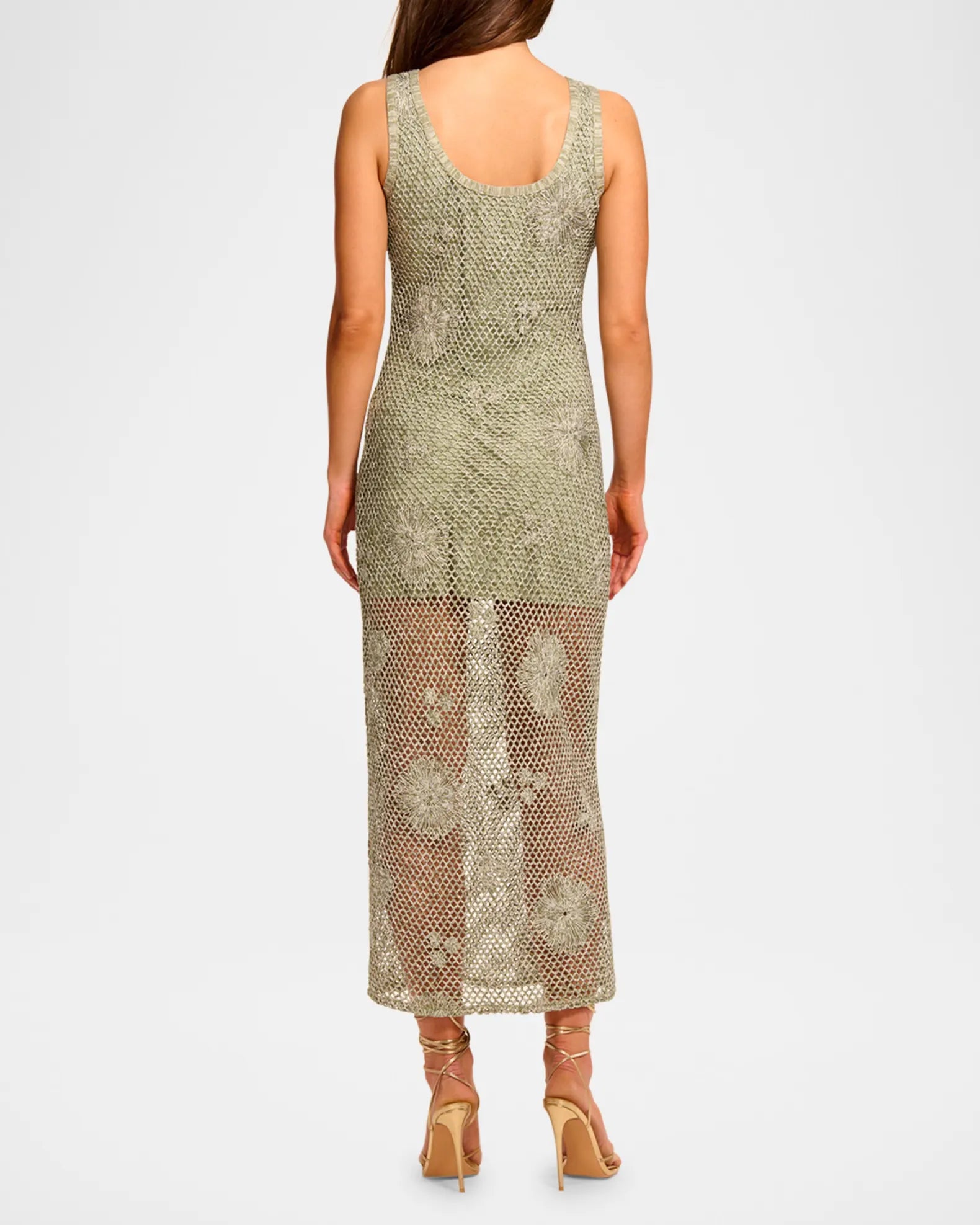 Raa3016 Metallic Crochet Dress