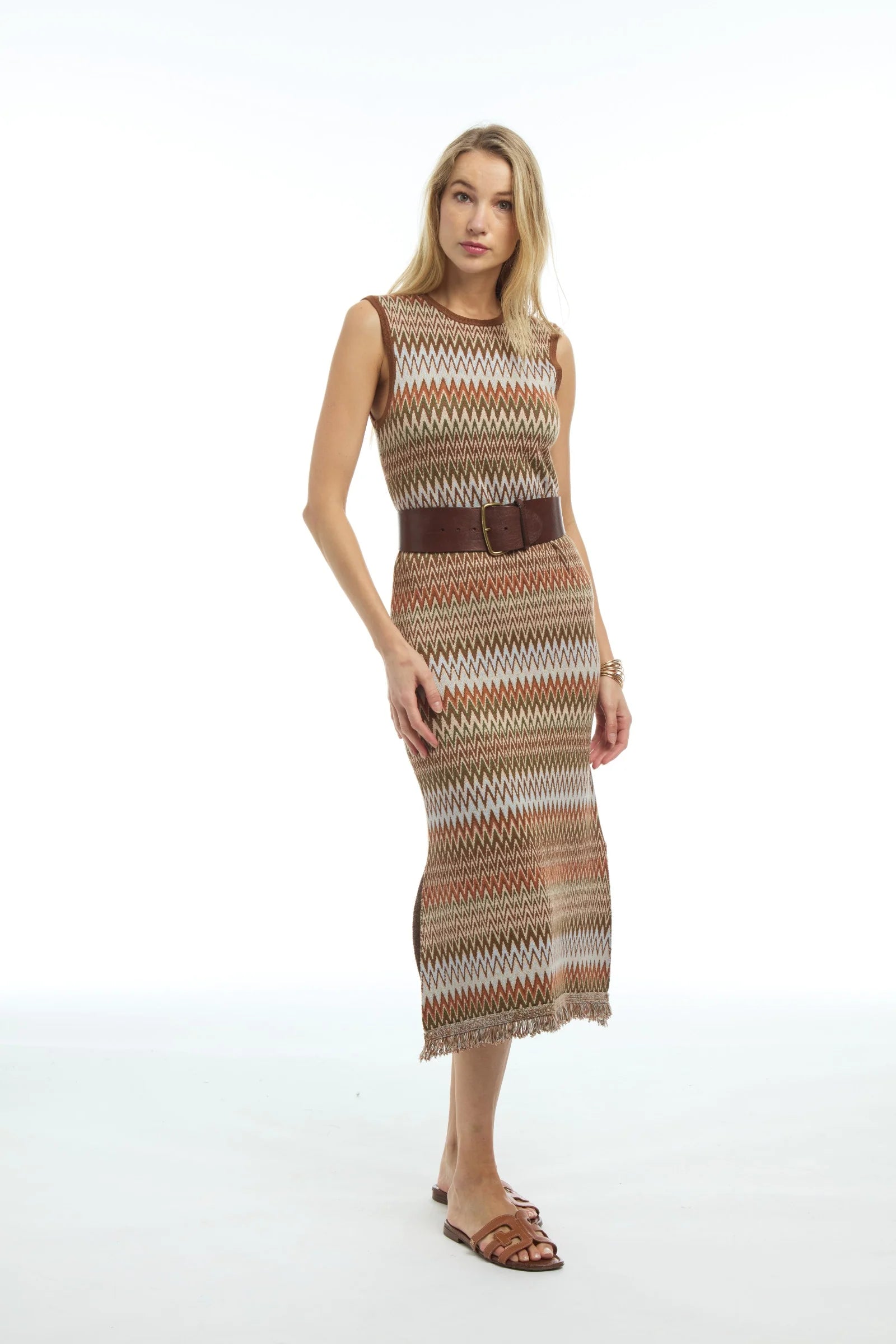 Pk727 Mosaic Knit Midi Dress
