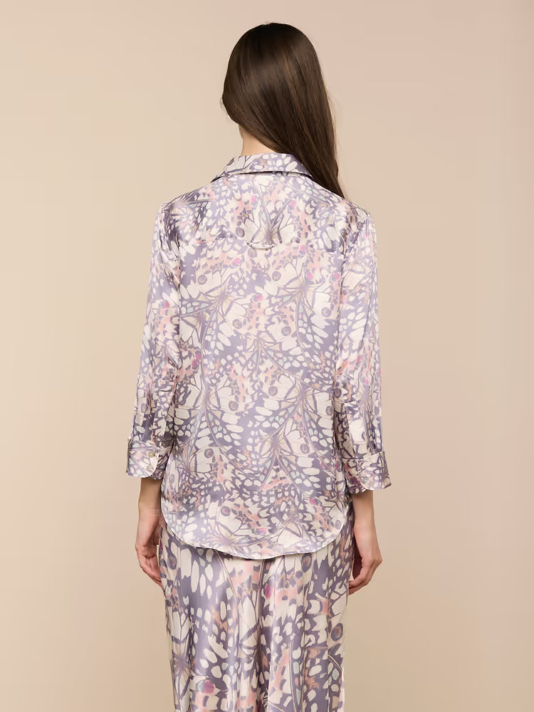 La40126 Butterfly Silk Button Down