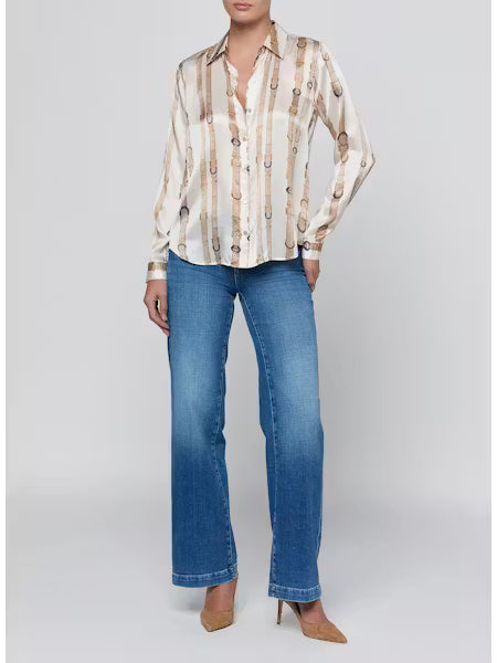 La40223 Belt Stripe Blouse