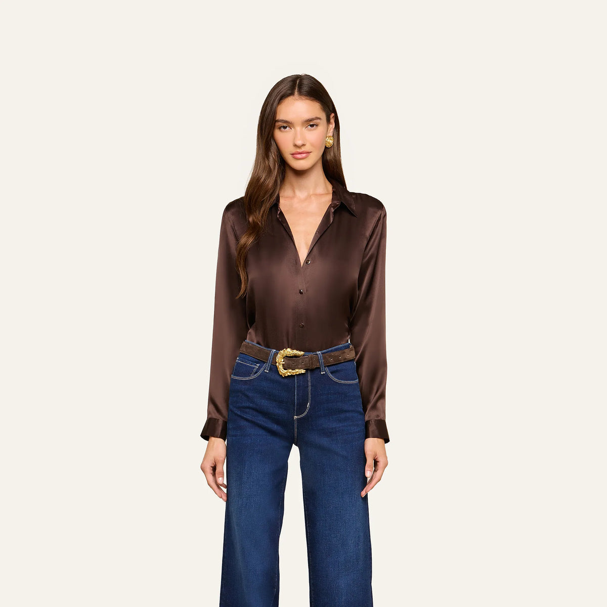 La40223 Chocolate Silk Blouse