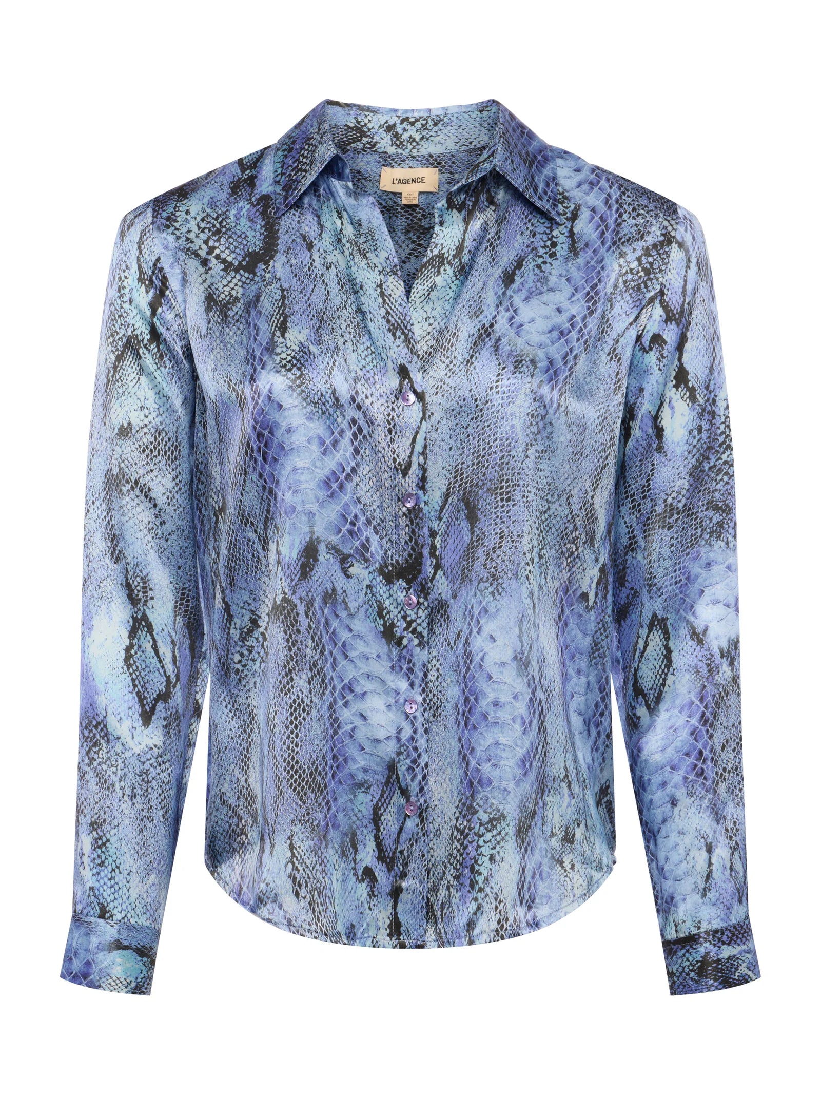 La40223 Blue Snake Silk Blouse