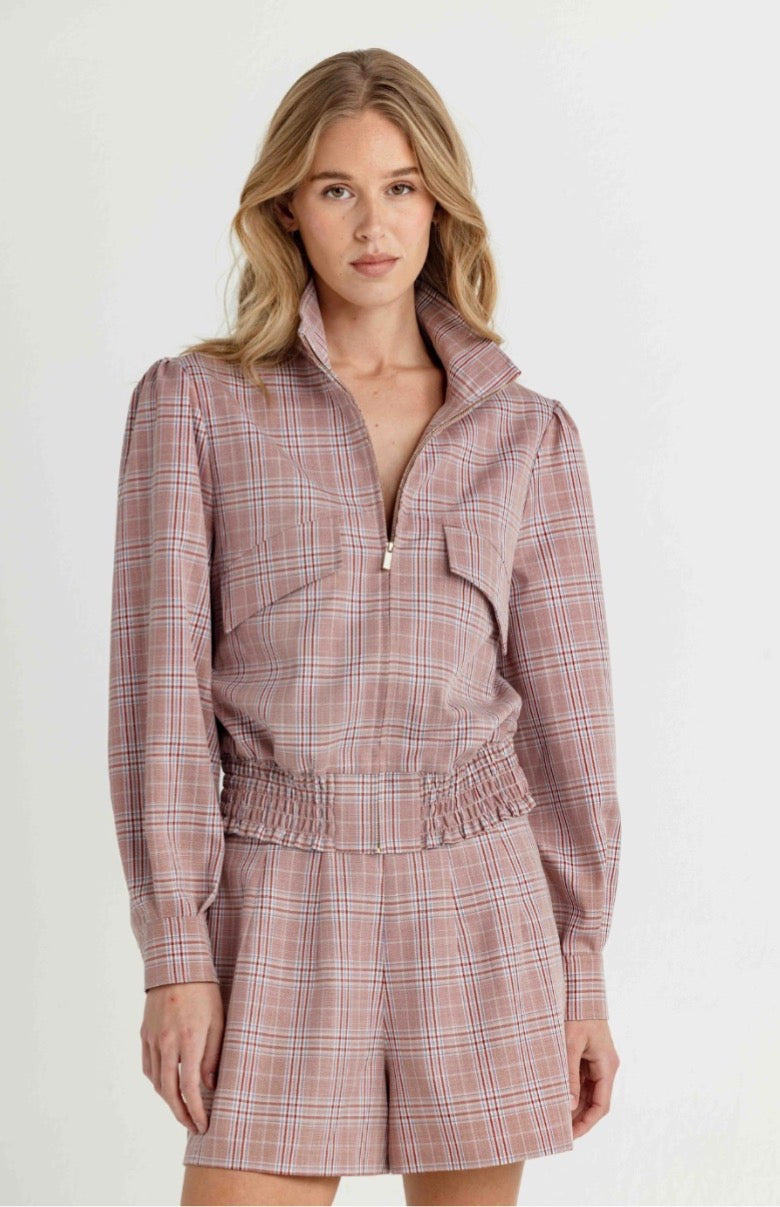 Su191 Pink Plaid Shorts