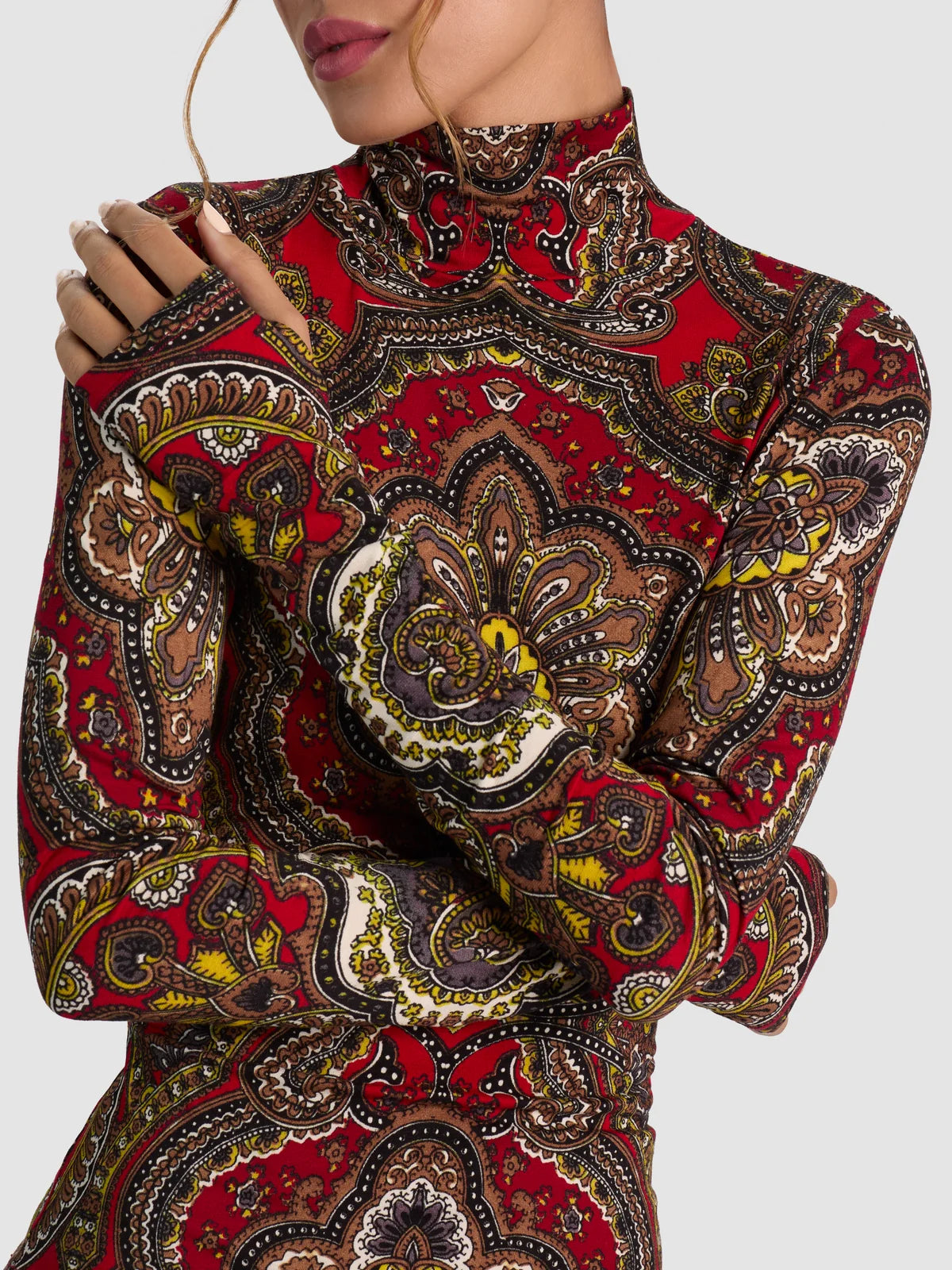 Alc10022 Paisley Turtleneck Top