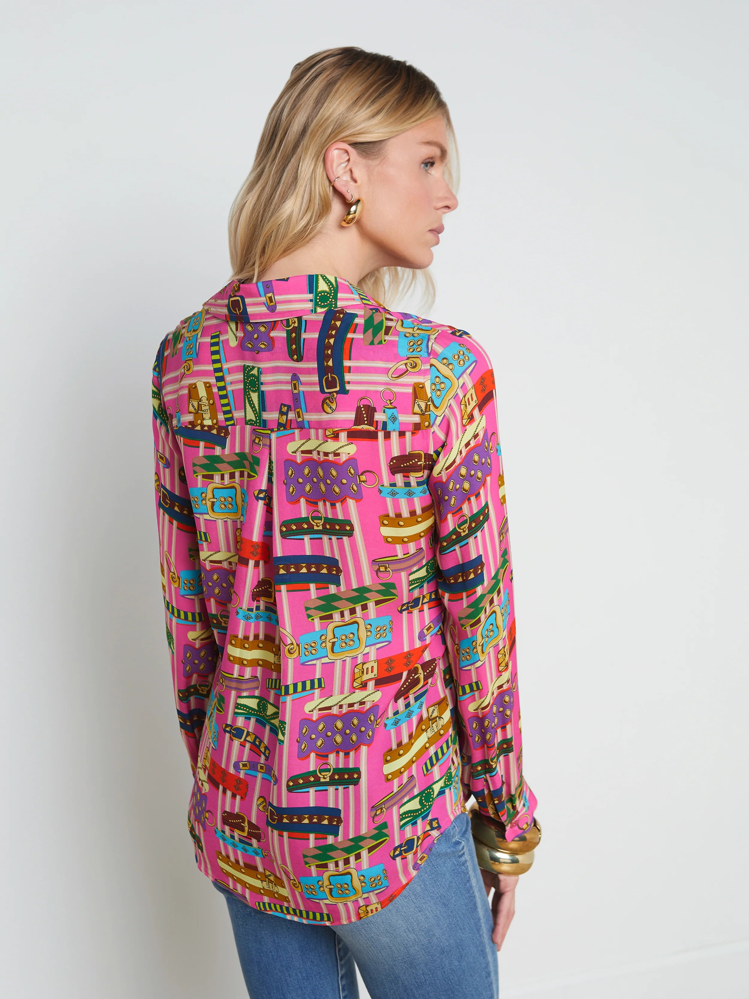 La4254 L’Agence Multi Bracelet Silk Blouse