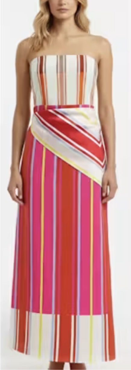Anstella Bright Stripe Strapless Dress