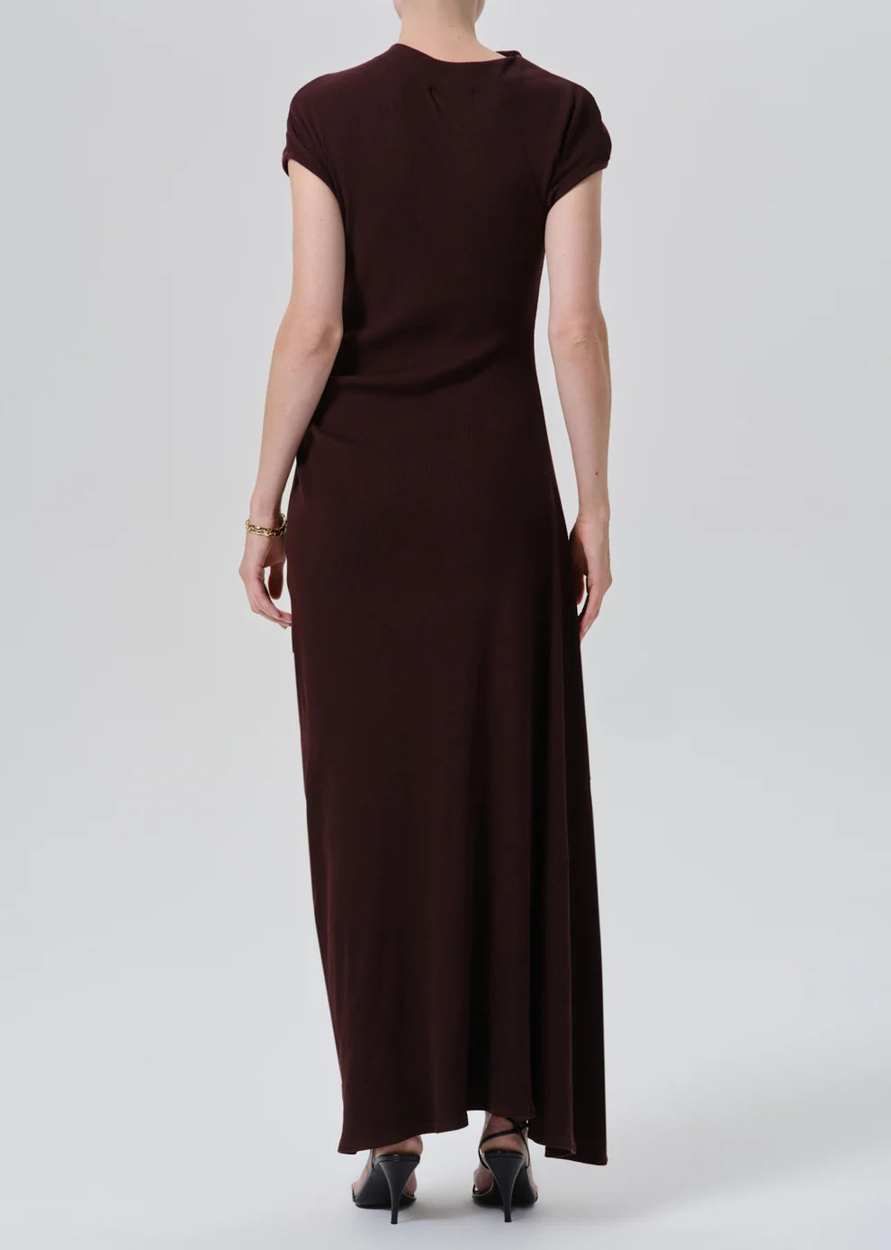 Ci3004 Asymmetric Midi Dress -  Wine