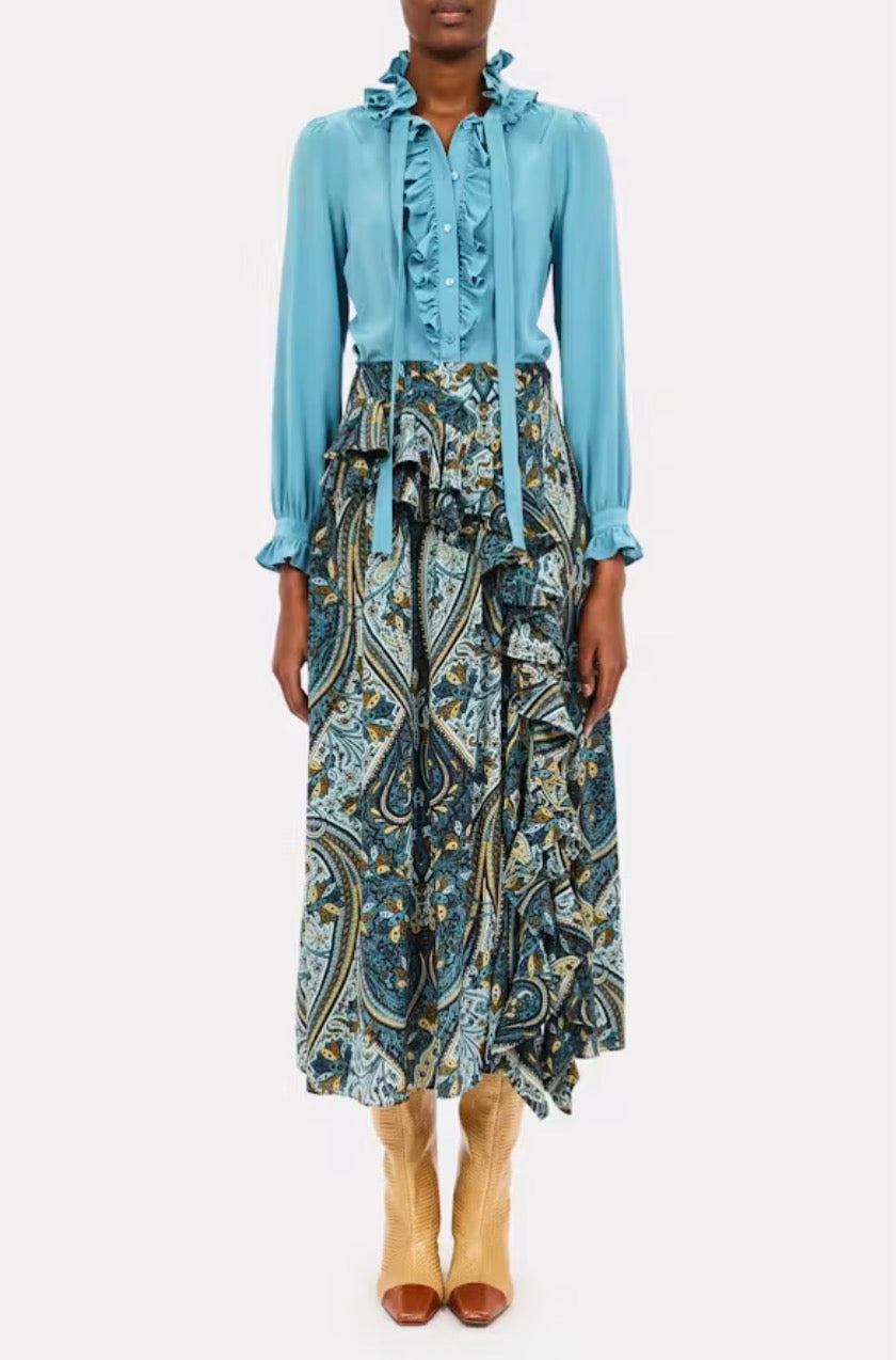 Ul0221 Catroux Blue Silk Blouse