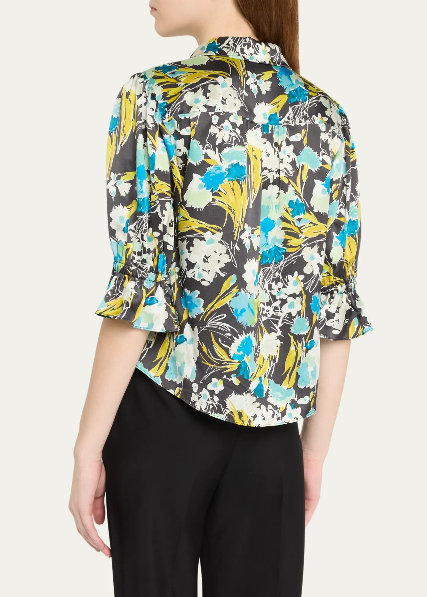 Cizw16169 Blue Floral Blouse