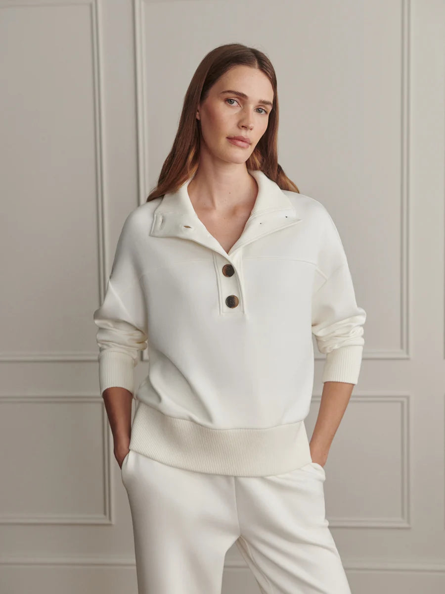 Va03177 Cream Button Placket Pullover