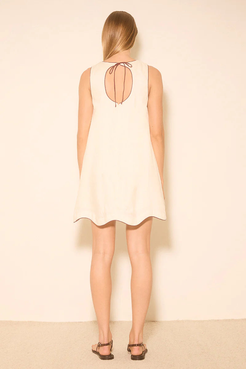 Mo5065 Cream Contrast Trim Dress