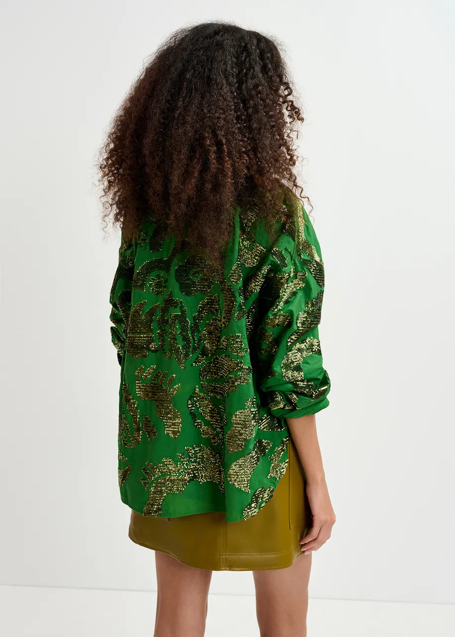 Esgloria Green Sequin Buttondown