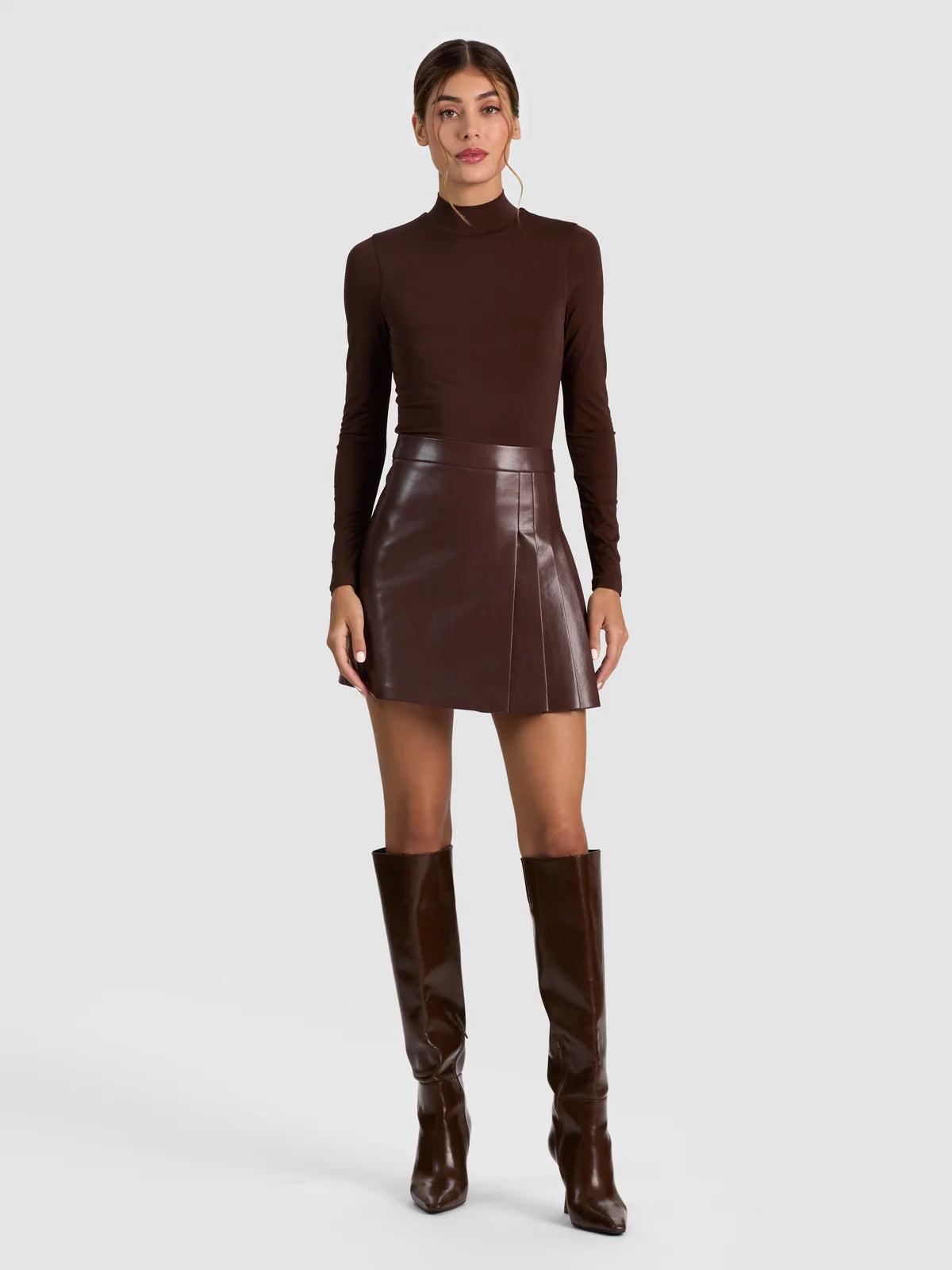 Al6522 Chocolate Vegan Leather Dress