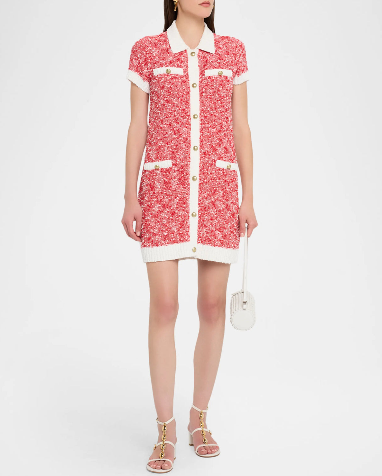 Cizk8185 Red Boucle Dress