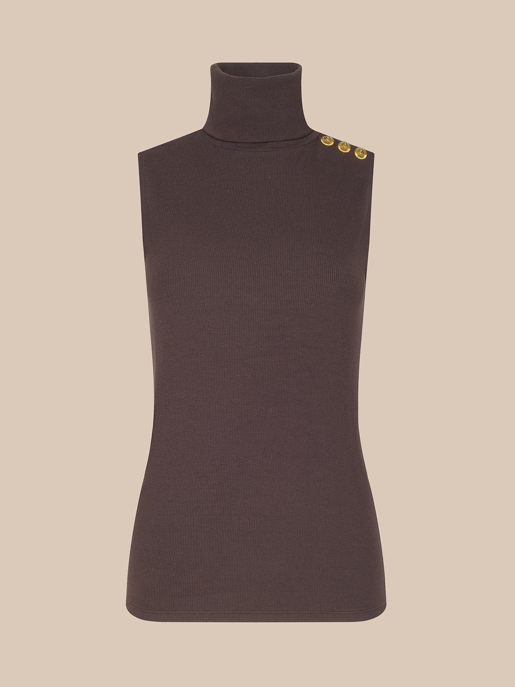 La5561 Dark Java Sleeveless Turtleneck Top
