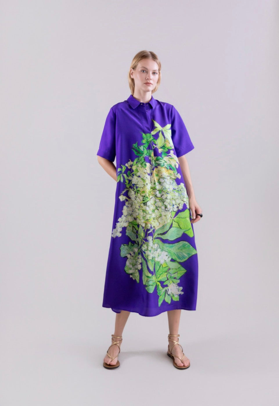 Ps2696 Purple Silk Caftan