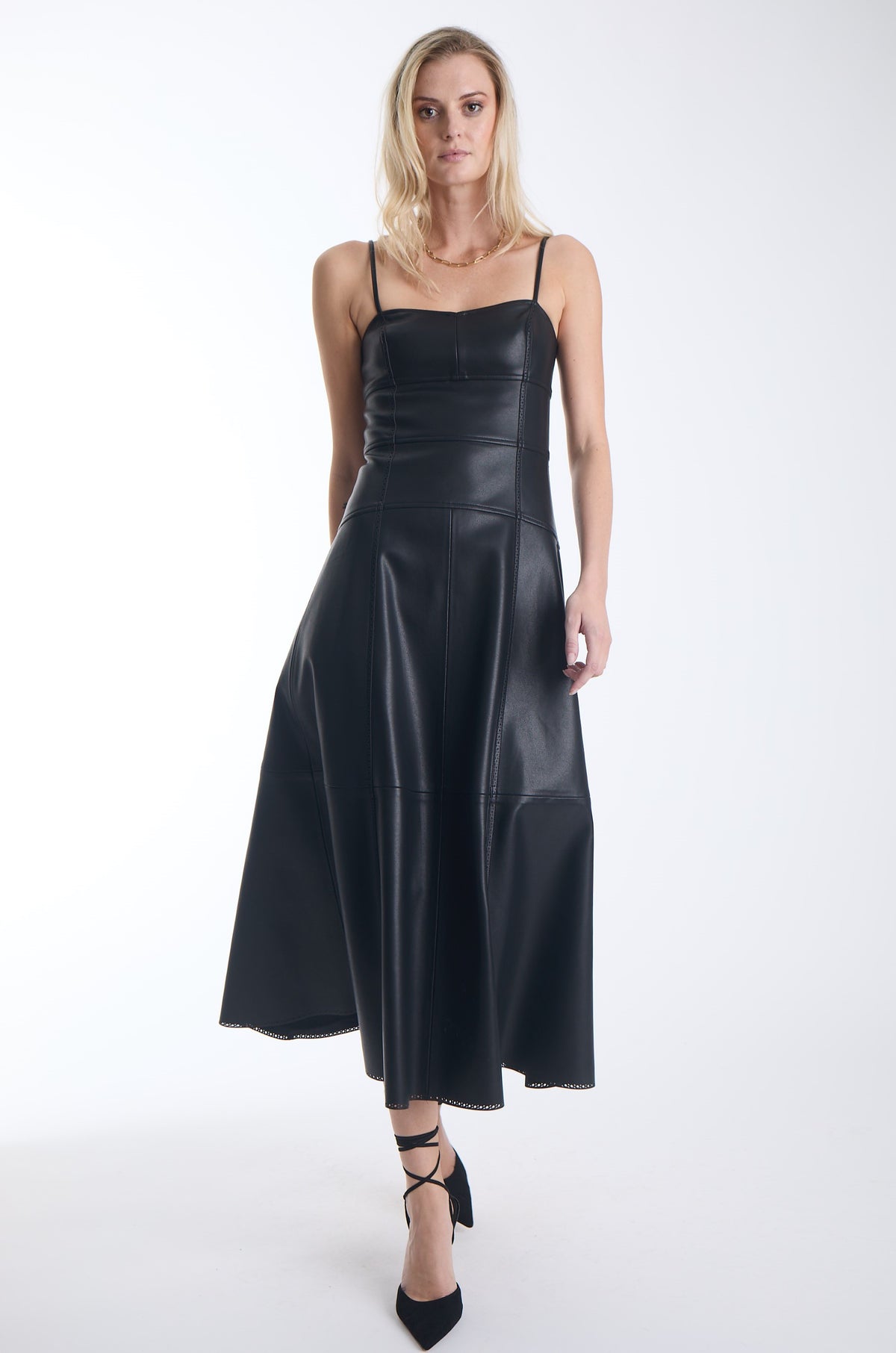 Ka51098 Black Vegan Leather Dress