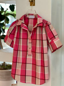 Neevery Pink Plaid Top