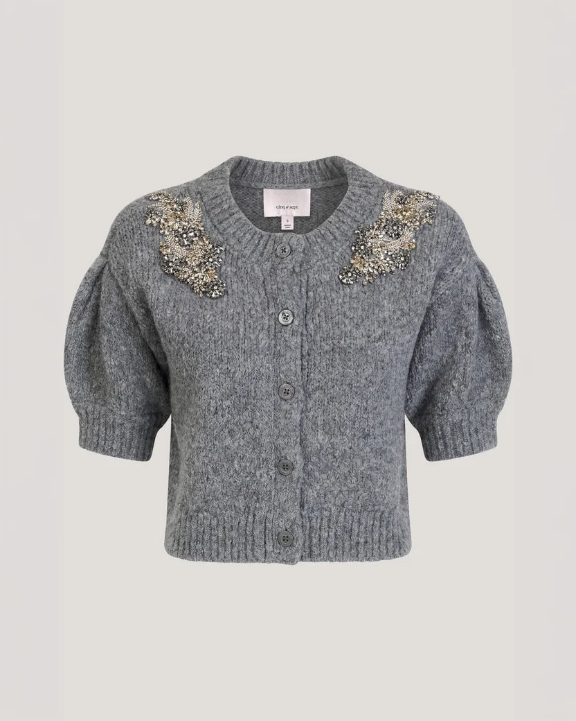 Cizk1162 Crystal Ivy Embellished Cardigan