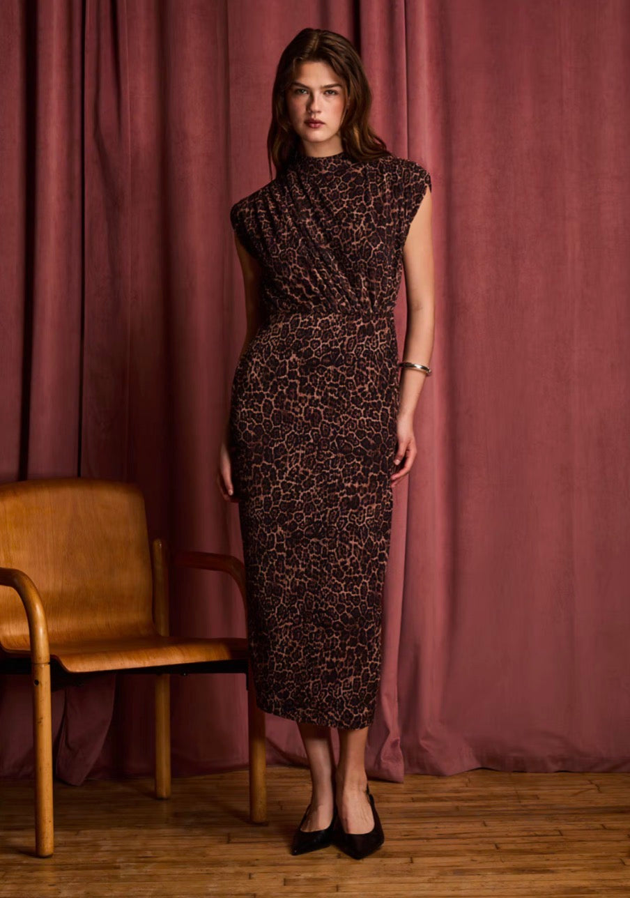 Sa1907 Leopard Midi Dress